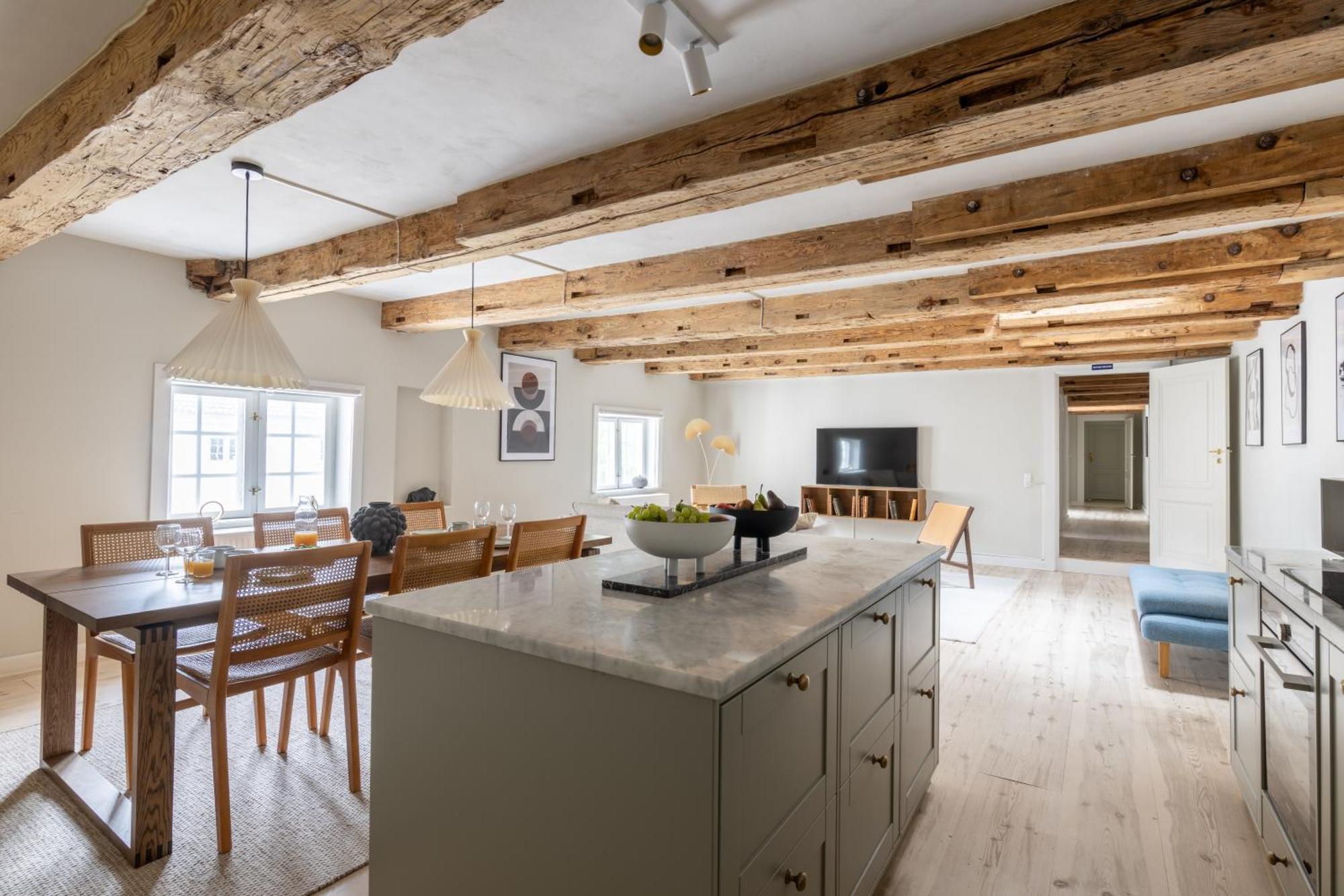 With Exposed Ceiling Beams Apartment Copenhagen